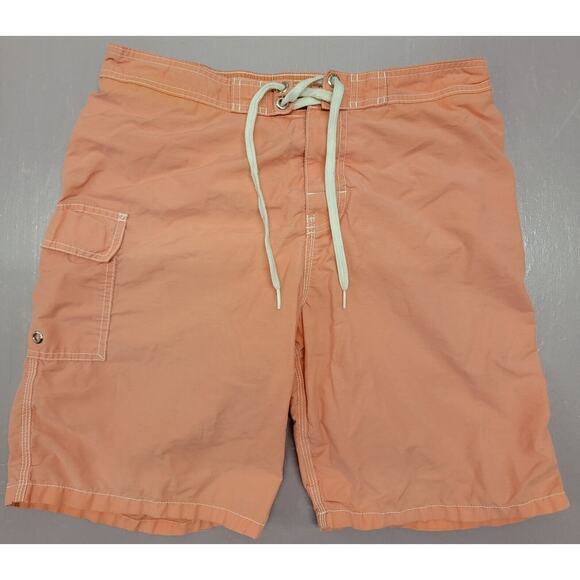 Old Navy Mens Size Medium‎ Peach Coral Orange Tropical Sunset Swim Shorts Trunks - Picture 1 of 9